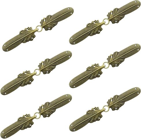 WANDIC Cloak Clasp Fasteners, 6 Pairs Feather-Shape Vintage Cape Sew On Hooks and Eyes Clasps Cardigan Clips for Clothing Sweater Shawl, Bronze in Saudi Arabia
