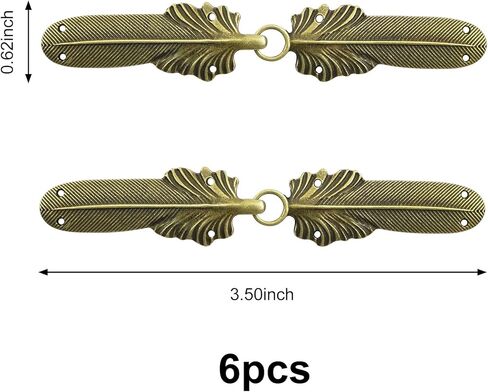 WANDIC Cloak Clasp Fasteners, 6 Pairs Feather-Shape Vintage Cape Sew On Hooks and Eyes Clasps Cardigan Clips for Clothing Sweater Shawl, Bronze in Saudi Arabia
