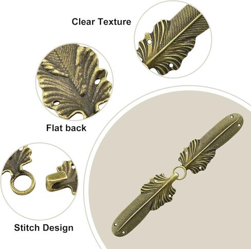 WANDIC Cloak Clasp Fasteners, 6 Pairs Feather-Shape Vintage Cape Sew On Hooks and Eyes Clasps Cardigan Clips for Clothing Sweater Shawl, Bronze in Saudi Arabia