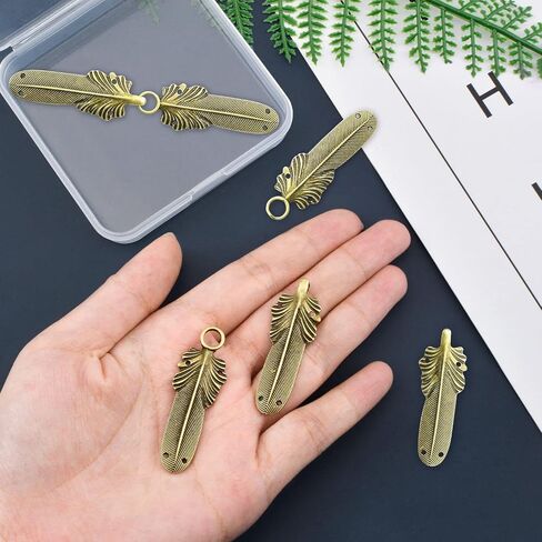 WANDIC Cloak Clasp Fasteners, 6 Pairs Feather-Shape Vintage Cape Sew On Hooks and Eyes Clasps Cardigan Clips for Clothing Sweater Shawl, Bronze in Saudi Arabia