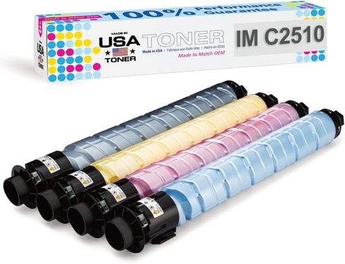 صنع في الولايات المتحدة الأمريكية، بديل متوافق مع مسحوق الحبر لـ Ricoh IM C2510، IMC2510 (CMYK، 4 قيراط) in Kuwait