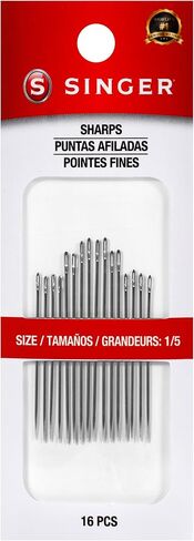 SINGER Sharps Hand Sewing Needles Set - Assorted Sizes 1/5, Multipurpose for All Fabrics, Durable & Precise, Ideal for Repairs and General Sewing, 16pc in Saudi Arabia