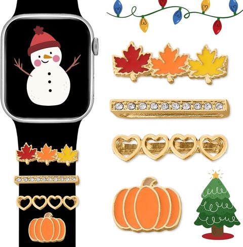 Watch Band Charms with Decorative Ring Loops for Apple Watch 38mm/40mm/41mm/42mm/44mm/45mm/49mm SE/Series 9 8 7 6 5 4 3 2 12 Festive Watch Band Decor in Saudi Arabia