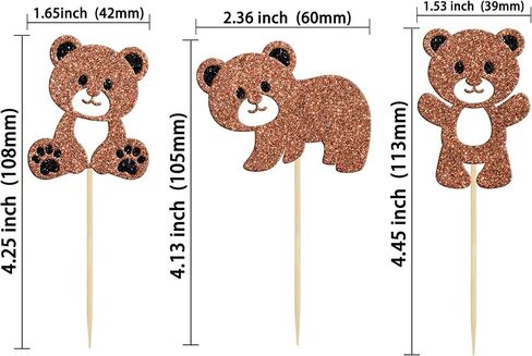 Gyufise 24Pcs Bear Baby Shower Birthday Party Decorations We Can Bearly Wait Cupcake Toppers Table Decoration Photo Booth Props Baby Shower Party Supplies Decorations in Saudi Arabia