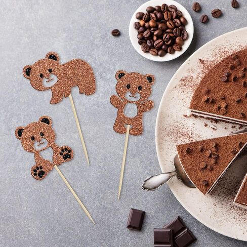 Gyufise 24Pcs Bear Baby Shower Birthday Party Decorations We Can Bearly Wait Cupcake Toppers Table Decoration Photo Booth Props Baby Shower Party Supplies Decorations in Saudi Arabia