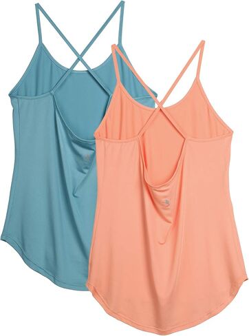 icyzone Workout Tank Tops for Women - Athletic Yoga Tops Open Back Strappy Running Shirts (Pack of 2) in Saudi Arabia