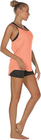 icyzone Workout Tank Tops for Women - Athletic Yoga Tops Open Back Strappy Running Shirts (Pack of 2) in Saudi Arabia