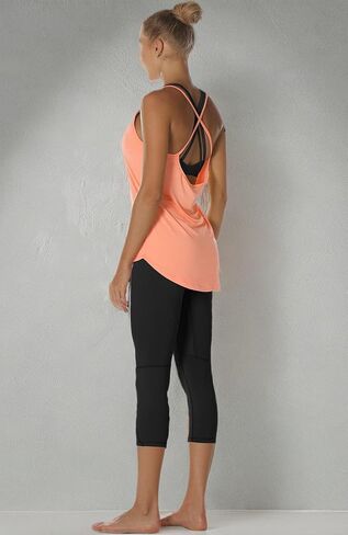 icyzone Workout Tank Tops for Women - Athletic Yoga Tops Open Back Strappy Running Shirts (Pack of 2) in Saudi Arabia