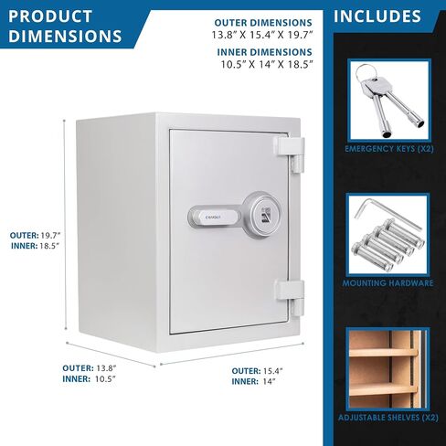 Barska Digital Biometric Fingerprint Fireproof Security Home Jewelry Gun Safe with Lock Out & Silent Mode, Long Locking Bolts, Carpeted Interior, Key Hooks & Net Pocket in Saudi Arabia