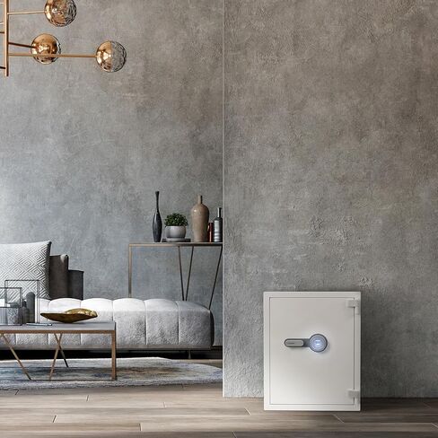 Barska Digital Biometric Fingerprint Fireproof Security Home Jewelry Gun Safe with Lock Out & Silent Mode, Long Locking Bolts, Carpeted Interior, Key Hooks & Net Pocket in Kuwait