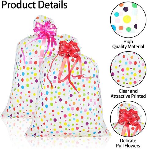 Diueoly 2 Pcs Extra Large Gift Bags 36'' x 48'' Oversized Plastic Storage Bags with Pull Flowers Jumbo Wrapping Bags for Presents Birthday Party Bridal Showers Baby Showers in Kuwait