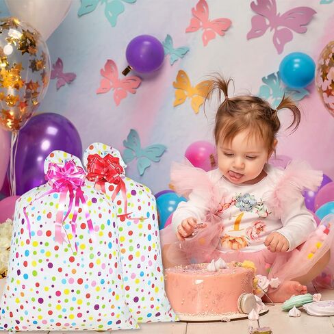 Diueoly 2 Pcs Extra Large Gift Bags 36'' x 48'' Oversized Plastic Storage Bags with Pull Flowers Jumbo Wrapping Bags for Presents Birthday Party Bridal Showers Baby Showers in Kuwait