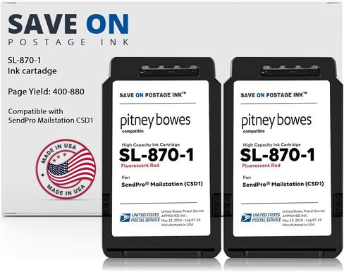 Compatible Pitney Bowes SL-870-1 Red Ink Cartridge Inkjet Printer Ink for SendPro Mailstation CSD1 Postage Meter Machine - PB Replacement Printer Cartridge w/OEM Compatibility in Kuwait