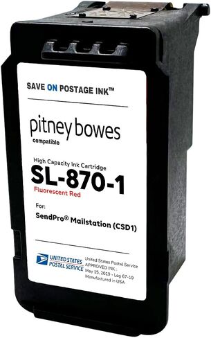 Compatible Pitney Bowes SL-870-1 Red Ink Cartridge Inkjet Printer Ink for SendPro Mailstation CSD1 Postage Meter Machine - PB Replacement Printer Cartridge w/OEM Compatibility in Kuwait