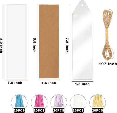 SWATOM Kraft Paper Blank Bookmarks Cardstock 50 PCS Bulk for DIY Classroom Projects Gifts Tags with Tassels PVC Tags (White & Brown) in Kuwait