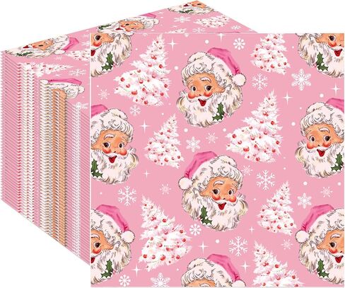 40Pcs Pink Christmas Party Napkins Santa Xmas Tree Disposable Paper Napkins Pink Xmas Tree Napkin Merry Christmas Luncheon Napkins for Xmas Winter Holiday Themed Birthday Party Supplies,6.5 x 6.5 Inch in Saudi Arabia