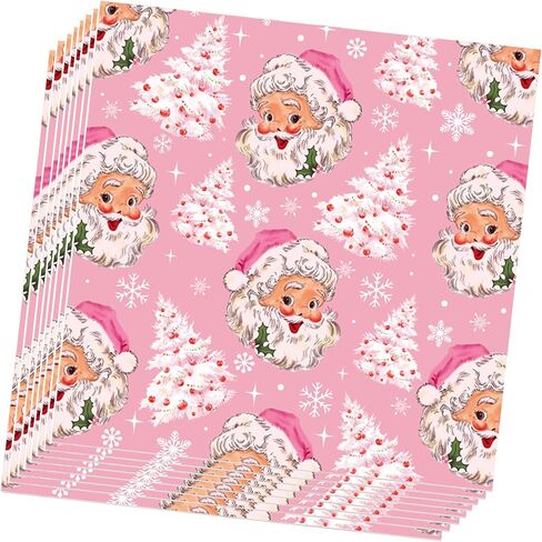 40Pcs Pink Christmas Party Napkins Santa Xmas Tree Disposable Paper Napkins Pink Xmas Tree Napkin Merry Christmas Luncheon Napkins for Xmas Winter Holiday Themed Birthday Party Supplies,6.5 x 6.5 Inch in Saudi Arabia