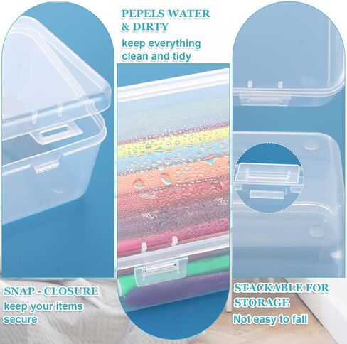 12 عبوة من صندوق أقلام الرصاص الشفاف، 7.5 × 3.7 × 2.4 بوصة صناديق أقلام رصاص بلاستيكية ذات سعة كبيرة مع غطاء محكم الإغلاق لتنظيم تخزين اللوازم المكتبية، تصميم قابل للتكديس وأنيق in Kuwait