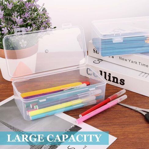 12 عبوة من صندوق أقلام الرصاص الشفاف، 7.5 × 3.7 × 2.4 بوصة صناديق أقلام رصاص بلاستيكية ذات سعة كبيرة مع غطاء محكم الإغلاق لتنظيم تخزين اللوازم المكتبية، تصميم قابل للتكديس وأنيق in Kuwait