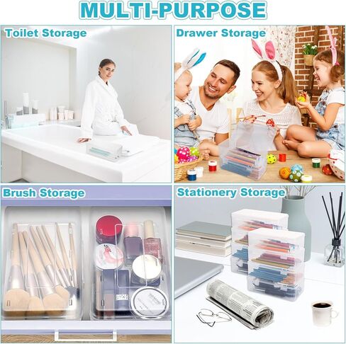 12 عبوة من صندوق أقلام الرصاص الشفاف، 7.5 × 3.7 × 2.4 بوصة صناديق أقلام رصاص بلاستيكية ذات سعة كبيرة مع غطاء محكم الإغلاق لتنظيم تخزين اللوازم المكتبية، تصميم قابل للتكديس وأنيق in Kuwait