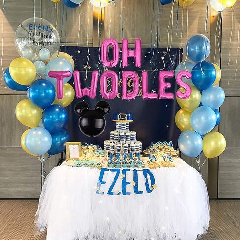 Oh Twodles Balloons Banner, Oh Twodles 2nd Birthday Party Decorations for Themed of Minnie Micky Mouse for Girl Boy Oh Twodles Birthday Party Supplies Decorations Set Of 12PCS Kit (Rose Red) in Saudi Arabia