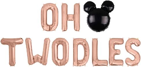 Oh Twodles Balloons Banner, Oh Twodles 2nd Birthday Party Decorations for Themed of Minnie Micky Mouse for Girl Boy Oh Twodles Birthday Party Supplies Decorations Set Of 12PCS Kit (Rose Red) in Saudi Arabia