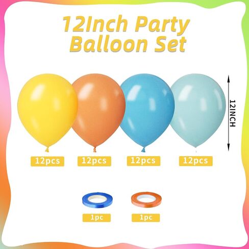 Rainbow Balloons, 12 Inch 50pcs Multicolor Rainbow Neon Colorful Balloon in Saudi Arabia