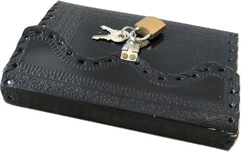 LGAB Leather Journal with lock Writing Pad | Unlined Notepad Book with Lock & Key for Men & Women (Black) in Saudi Arabia