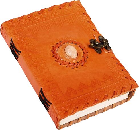 TUZECH Leather Journal for Men and Women Leather Diary to Write Poems,Sketchbook, Record Keeping Notebook Personal Memoir with C- Lock Unlined (7 Inches) (Orange) in Saudi Arabia