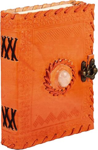 TUZECH Leather Journal for Men and Women Leather Diary to Write Poems,Sketchbook, Record Keeping Notebook Personal Memoir with C- Lock Unlined (7 Inches) (Orange) in Saudi Arabia