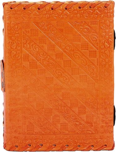 TUZECH Leather Journal for Men and Women Leather Diary to Write Poems,Sketchbook, Record Keeping Notebook Personal Memoir with C- Lock Unlined (7 Inches) (Orange) in Saudi Arabia