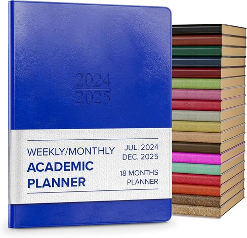 Gallery Leather Academic Planner 2024-2025, Teacher and Student Weekly Monthly Planner, Elegantly Bound Calendar with Gold-Gilded Page Edges, 18 Months - Acadia Tan - 9 x 7 " in Saudi Arabia