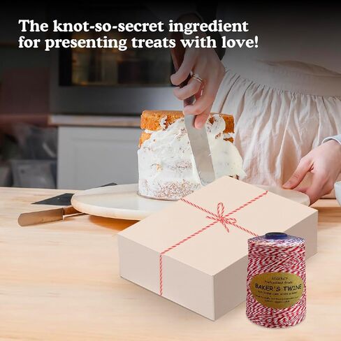Regency Wraps Baker's Twine Ball, 800 ft. Colorful String, Cord for Tying Pastry Boxes, Wrapping Baked Goods, Gifts and DIY Crafts, Pack of 1, Red/White in Saudi Arabia