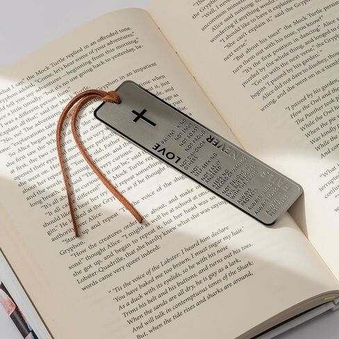 Metal Bible Bookmark, Christian Bookmarks for Women and Men, Shiny Stainless Steel, 1 Corinthians 13 Phrases, Sunday School Gifts, Church Gifts, Christmas Gifts & More (Love Never Fails) in Saudi Arabia