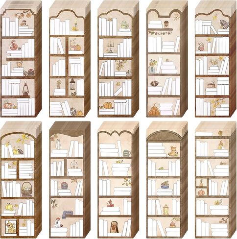 Eersida 100 قطعة من الإشارات المرجعية لتتبع الكتب وتصميم رف الكتب والإشارات المرجعية على الوجهين لصفحة القراءة وعلامات الكتاب السائبة لقراءة الإشارات المرجعية لمحبي الكتب والطلاب المعلمين (نمط الخريف) in Kuwait