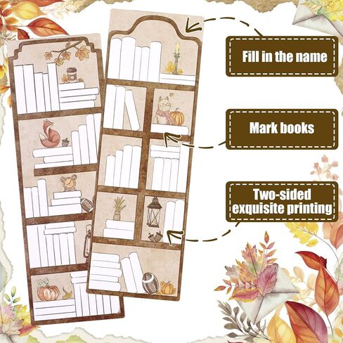 Eersida 100 قطعة من الإشارات المرجعية لتتبع الكتب وتصميم رف الكتب والإشارات المرجعية على الوجهين لصفحة القراءة وعلامات الكتاب السائبة لقراءة الإشارات المرجعية لمحبي الكتب والطلاب المعلمين (نمط الخريف) in Kuwait