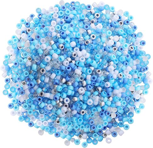 1200 Pcs Winter Pony Beads Blue White Pony Beads Colorful Glitter Beads for Jewelry Making Winter Christmas Party Decoration Bracelets Necklace Earrings Hair Beads DIY Crafts in Saudi Arabia