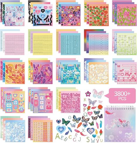 60 Sheets Kpop Stickers Spool Book 3800+ Cute Stickers Kawaii with Colorful and Various Patterns self Adhesive Korean Stickers and Japanese Stickers DIY Deco Stickers to Beautify Your Life(Pink) in Saudi Arabia