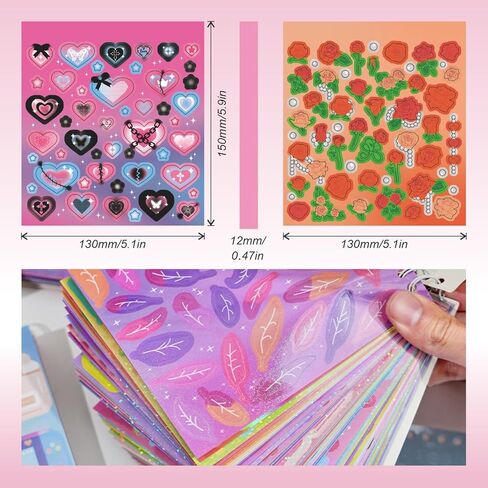 60 Sheets Kpop Stickers Spool Book 3800+ Cute Stickers Kawaii with Colorful and Various Patterns self Adhesive Korean Stickers and Japanese Stickers DIY Deco Stickers to Beautify Your Life(Pink) in Saudi Arabia
