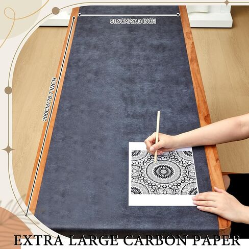Dinifee 5 Sheets Large Carbon Paper for Tracing 20.3 x 36 Inch Graphite Transfer Paper Waxed Carbon Transfer Paper for Wood, Paper, Canvas, Woodworking Patterns, Fabric, Sketch Drawing, Black in Kuwait