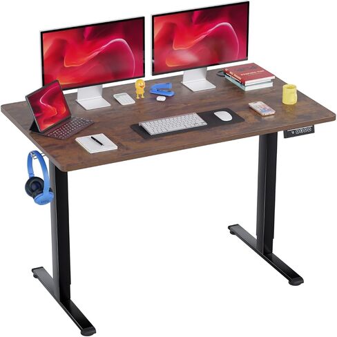 PayLessHere 48 Adjustable Height Standing Desk Computer Desk with Large Space and Headphone Holder Office Desk with Electric Lifting and 2 Memory Function for Office Meeting Room,Brown in Saudi Arabia