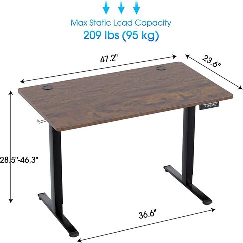 PayLessHere 48 Adjustable Height Standing Desk Computer Desk with Large Space and Headphone Holder Office Desk with Electric Lifting and 2 Memory Function for Office Meeting Room,Brown in Saudi Arabia