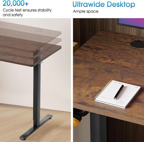 PayLessHere 48 Adjustable Height Standing Desk Computer Desk with Large Space and Headphone Holder Office Desk with Electric Lifting and 2 Memory Function for Office Meeting Room,Brown in Saudi Arabia