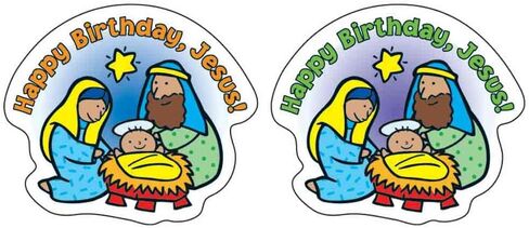 Carson-Dellosa Happy Birthday, Jesus! Shape Stickers (268001) 72 per Pk in Saudi Arabia