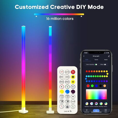 sympa 2PCS RGBIC Floor Lamp-63''Smart LED Corner Light with Alexa, App and Remote Control,360° Illumination, 16 Million DIY Colors and Music Sync - Color Changing Floor Lamp for Living Room Bedroom in Kuwait