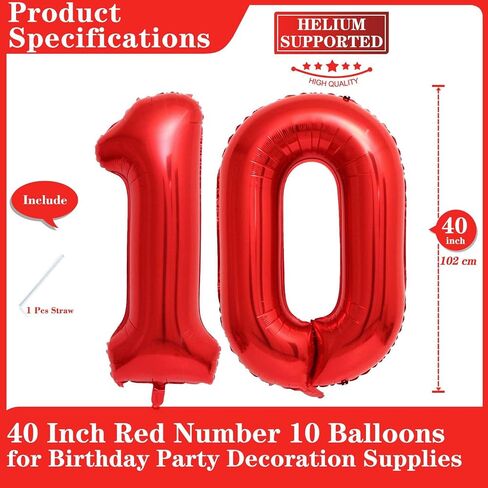 Red 11 Number Balloons, 40 Inch Giant Number 11 Balloons Foil Mylar Helium Red Number Balloons for 11th Birthday Party Supplies Anniversary Event Celebration Decorations in Kuwait