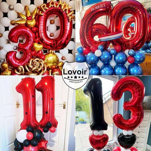 Red 11 Number Balloons, 40 Inch Giant Number 11 Balloons Foil Mylar Helium Red Number Balloons for 11th Birthday Party Supplies Anniversary Event Celebration Decorations in Kuwait