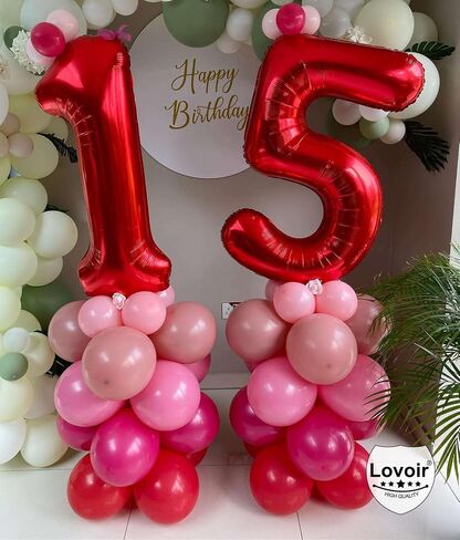 Red 11 Number Balloons, 40 Inch Giant Number 11 Balloons Foil Mylar Helium Red Number Balloons for 11th Birthday Party Supplies Anniversary Event Celebration Decorations in Kuwait