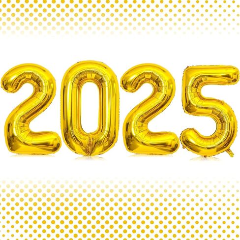 بالونات ذهبية برقم 2025 مقاس 32 بوصة، بالونات كبيرة الحجم عملاقة بأرقام 2025 للعام الجديد، بالونات هيليوم ذهبية من رقائق الفويل لعام 2025، مستلزمات الحفلات والاحتفالات برأس السنة الجديدة السعيدة in Kuwait