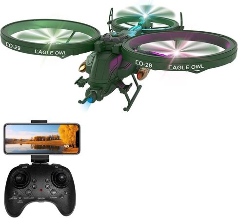 GoolRC RC Plane Drone with Camera, 2.4GHz 6CH Remote Control Airplane, 6 Axis Gyro RC Helicopter, RC Aircraft Fighter with 3D Flips, Circle Flight, Headless Mode, Auto Hover, LED Lights and 2 Battery in Saudi Arabia